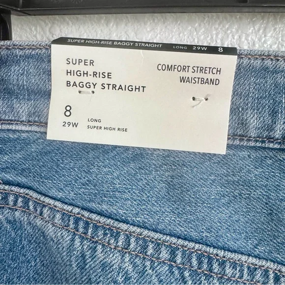 AMERICAN EAGLE SUPER HIGH WAISTED BAGGY STRAIGHT JEAN - Picture 10 of 11